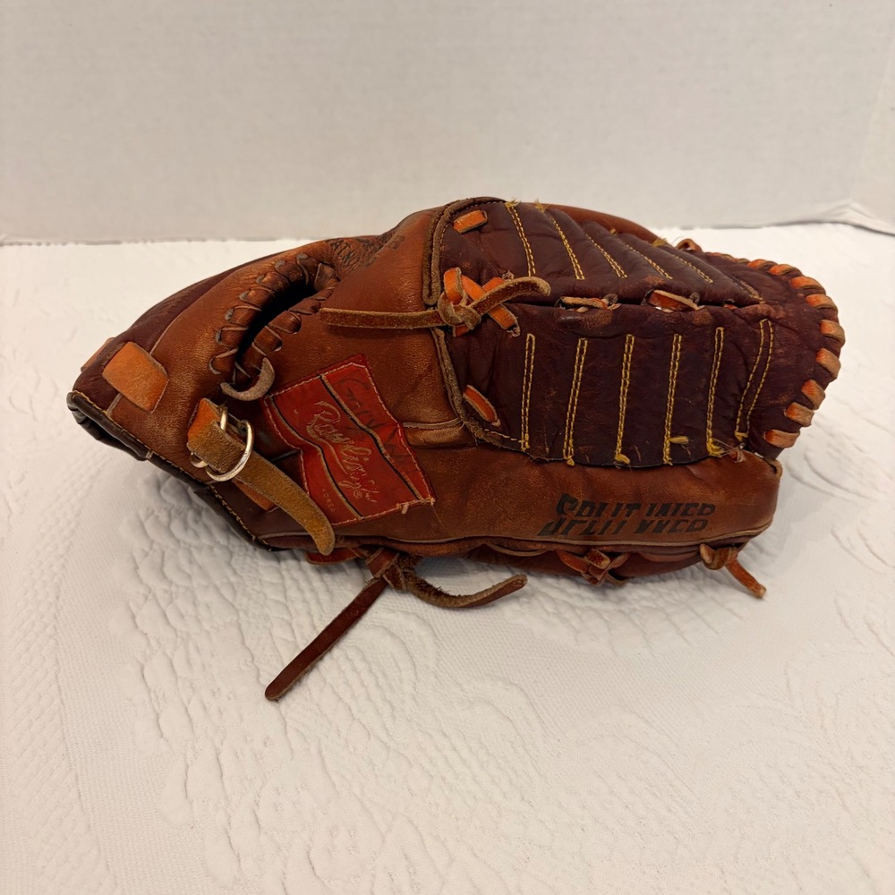 Vintage Rawlings GJF17 Baseball Glove Brown Leather Fastback Split-Lace Joe Rudi